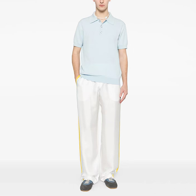 casablanca silk wide leg track pants